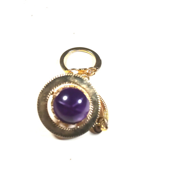 Spinner Keychain Red Purple Gold Tone Lightweight Fun Activity - Picture 4 of 4